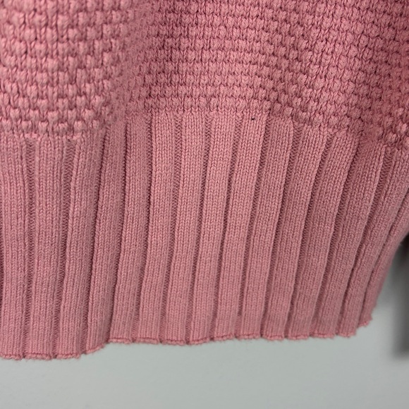 Free People Beach Cotton Knit Cardigan Sweater Pink Oversized Large Tiny Flaw - Picture 9 of 15